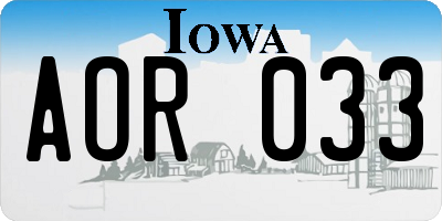 IA license plate AOR033