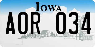 IA license plate AOR034