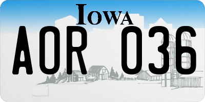 IA license plate AOR036