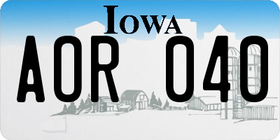 IA license plate AOR040