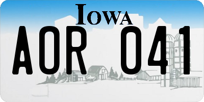 IA license plate AOR041