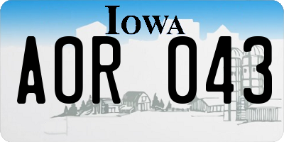 IA license plate AOR043