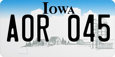 IA license plate AOR045