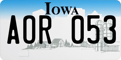IA license plate AOR053