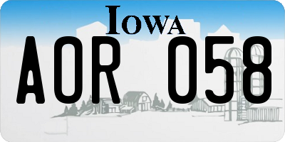 IA license plate AOR058