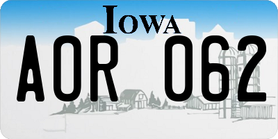 IA license plate AOR062