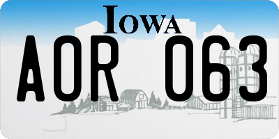 IA license plate AOR063