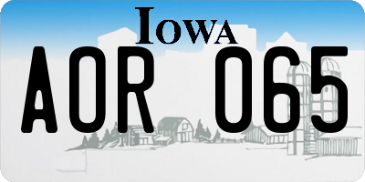 IA license plate AOR065