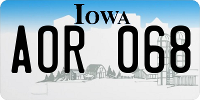 IA license plate AOR068