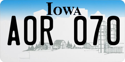 IA license plate AOR070