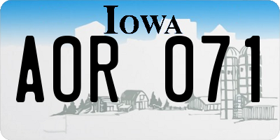 IA license plate AOR071