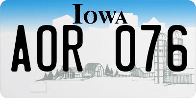 IA license plate AOR076