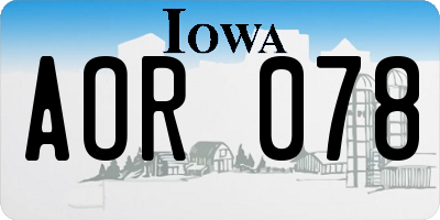 IA license plate AOR078