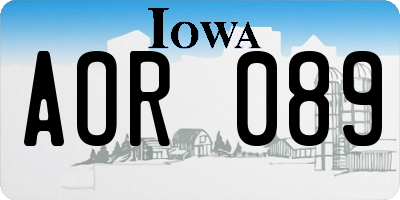 IA license plate AOR089