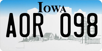 IA license plate AOR098