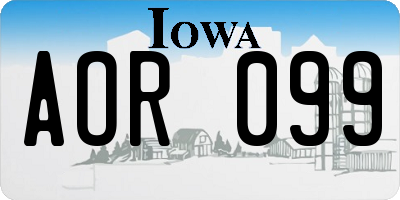 IA license plate AOR099