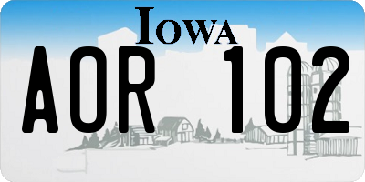 IA license plate AOR102