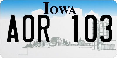 IA license plate AOR103