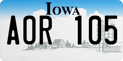 IA license plate AOR105