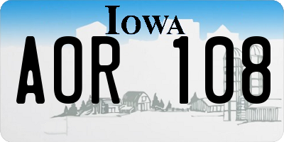 IA license plate AOR108