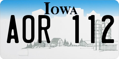 IA license plate AOR112