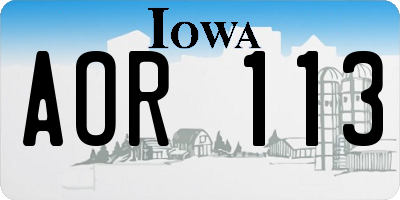 IA license plate AOR113