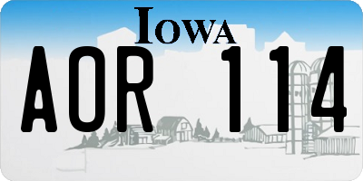 IA license plate AOR114