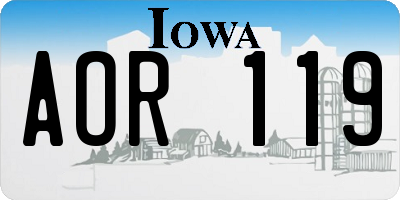 IA license plate AOR119
