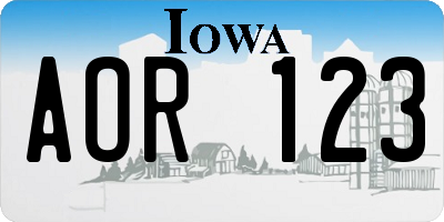 IA license plate AOR123