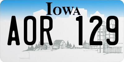 IA license plate AOR129
