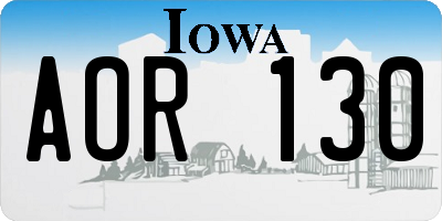 IA license plate AOR130