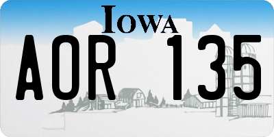 IA license plate AOR135