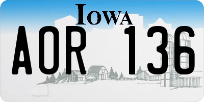 IA license plate AOR136
