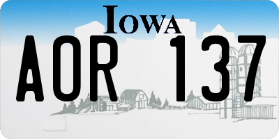 IA license plate AOR137