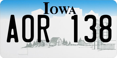 IA license plate AOR138