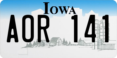 IA license plate AOR141