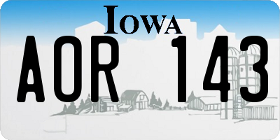 IA license plate AOR143