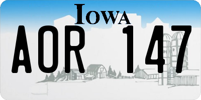 IA license plate AOR147