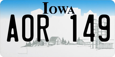 IA license plate AOR149