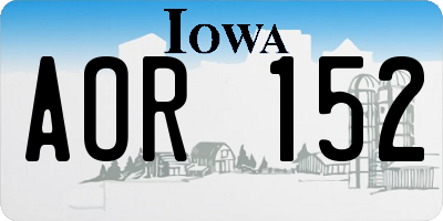 IA license plate AOR152