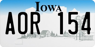 IA license plate AOR154