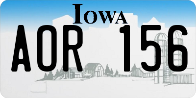 IA license plate AOR156