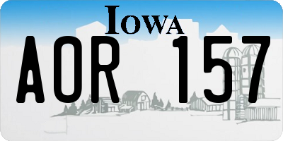 IA license plate AOR157