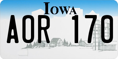 IA license plate AOR170