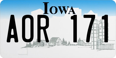IA license plate AOR171