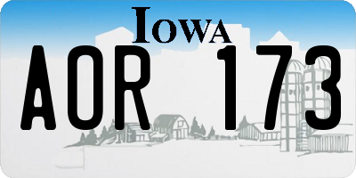 IA license plate AOR173