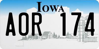 IA license plate AOR174