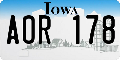 IA license plate AOR178