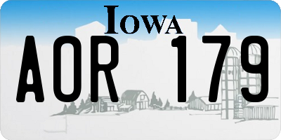 IA license plate AOR179