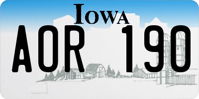 IA license plate AOR190
